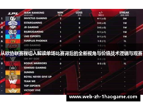 从欧协联赛程切入解读单场比赛背后的全新视角与价值战术逻辑与观赛